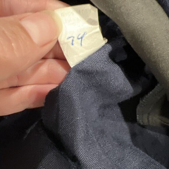 Ellen Figg Top Women 10 Blue Flax‎ Button Front Vintage Shoulder Pads - Picture 11 of 12